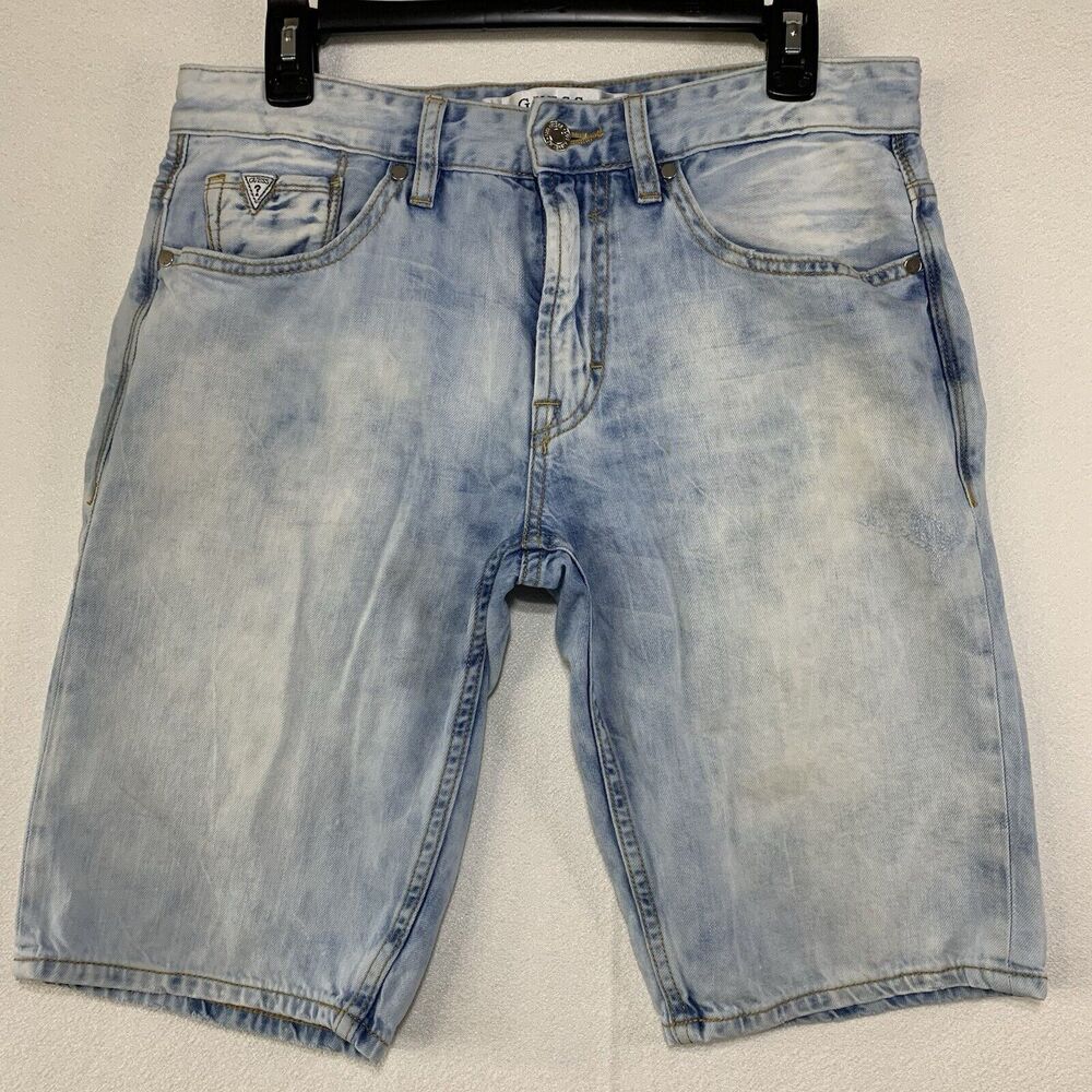 Guess Los Angeles Regular Short Jeans Men 31 Stone Wash Bermuda Grunge Skater